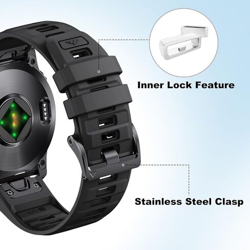 26mm QuickFit Silicone Watch Band for Garmin Fenix 8 51mm/7X Pro/6X/5X Plus/Tactix Delta/Epix Pro 51mm - Durable Replacement Strap Compatible with Fenix 3/5X/6X Pro/7X Pro Smartwatches in Saudi Arabia
