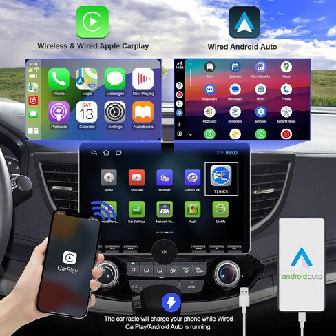2+32G Android 13 Double Din Car Stereo for Honda CR-V 2012-2016 with 10.1 Inch Touchscreen Radio Built-in Wireless Carplay/Android Auto/GPS/Bluetooth/FM/AUX-in/Steering Wheel Controls/Backup Camera in Kuwait