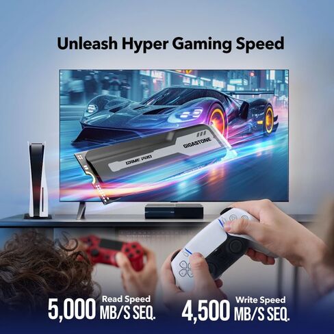 Gigastone M.2 SSD 500GB PS5 SSD with Heatsink PCIe 4 NVMe M.2 SSD up to 5,000MB/s Internal SSD PS5 Heat Dissipation Gaming PC Desktop Laptop Storage for Fast Game Load Video Editing 3D Creators in Saudi Arabia