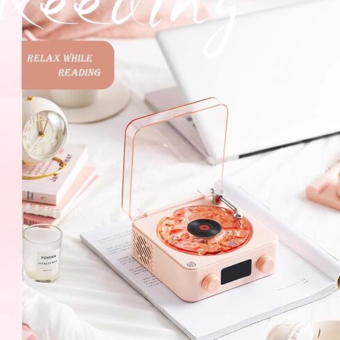 The Waves Vinyl Player, Waves Vinyl Bluetooth Speaker, 2024 New Portable Vintage Vinyl Speaker with Adjustable Light and Time for Bedroom, Party, White in Saudi Arabia