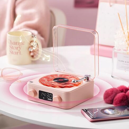 The Waves Vinyl Player, Waves Vinyl Bluetooth Speaker, 2024 New Portable Vintage Vinyl Speaker with Adjustable Light and Time for Bedroom, Party, White in Saudi Arabia