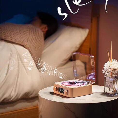 The Waves Vinyl Player, Waves Vinyl Bluetooth Speaker, 2024 New Portable Vintage Vinyl Speaker with Adjustable Light and Time for Bedroom, Party, White in Saudi Arabia