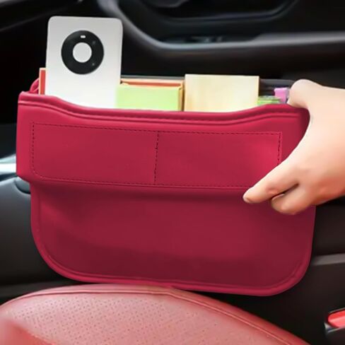 msyuusr Car Seat Gap Filler Organizer, Front Seat Leather Storage Box, Car Organizers and Storage, Car Accessories for Women Men, Car Seat Gap for storage Phones, Glasses, Keys, Cards (Black) in Kuwait