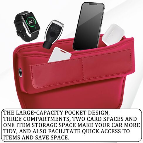 msyuusr Car Seat Gap Filler Organizer, Front Seat Leather Storage Box, Car Organizers and Storage, Car Accessories for Women Men, Car Seat Gap for storage Phones, Glasses, Keys, Cards (Black) in Kuwait