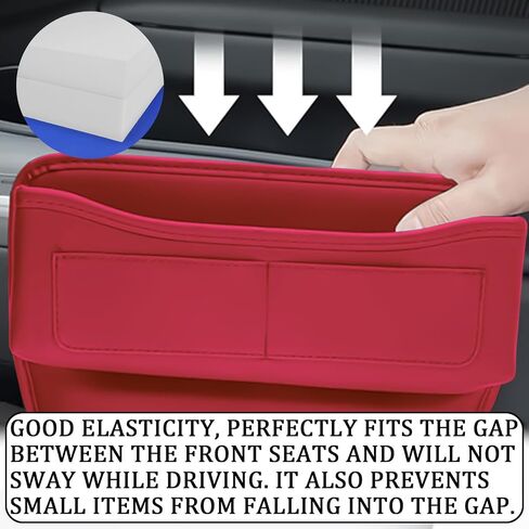 msyuusr Car Seat Gap Filler Organizer, Front Seat Leather Storage Box, Car Organizers and Storage, Car Accessories for Women Men, Car Seat Gap for storage Phones, Glasses, Keys, Cards (Black) in Kuwait
