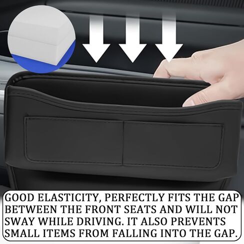 msyuusr Car Seat Gap Filler Organizer, Front Seat Leather Storage Box, Car Organizers and Storage, Car Accessories for Women Men, Car Seat Gap for storage Phones, Glasses, Keys, Cards (Black) in Kuwait