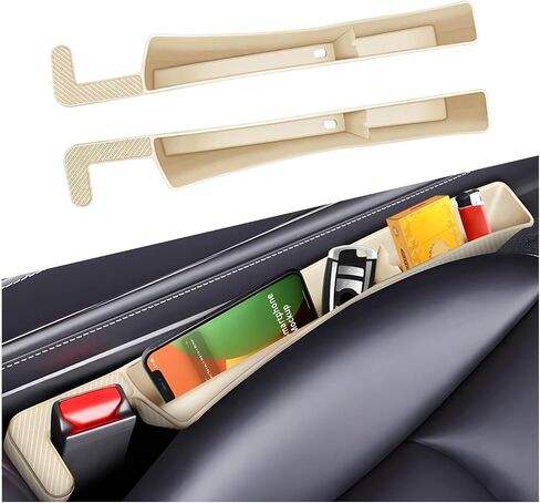 2PCS Car Seat Gap Filler Organizer, Multifunctional Seat Side Gap Filler with Phone Holder, Auto Crevice Blocker Between Seats for Prevent Essential Items from Falling (Black) in Saudi Arabia