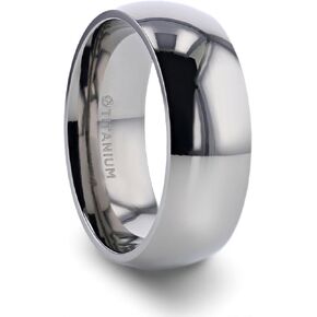 Peterson | Titanium Rings for Men | Lightweight Titanium | Comfort Fit | Domed Polished Finish Titanium Men’s Wedding Band - 6mm & 8mm in Kuwait