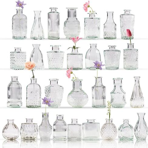 30 Pcs Bud Vase Set, Vases for Centerpieces, Cute Glass Bud Vases in Bulk, Small Vases for Flowers, Mini Vase Set for Wedding Decorations, Home Table Flower Décor in Saudi Arabia