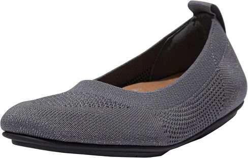 حذاء باليه مسطح من FitFlop™ Allegro Airyknit، أزرق شاحب/فضي، مقاس 5 in Saudi Arabia