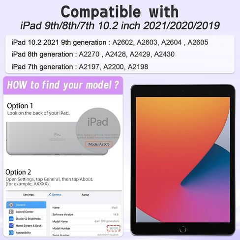 AVAWO Case for iPad 9th/8th/7th Generation(10.2 inch, 2021/2020/2019), Heavy Duty Military Grade Shockproof Protective Cover with Built-in Stand/Pencil Holder for i Pad 9/8/7 Gen, Light Purple+ Pink in Kuwait