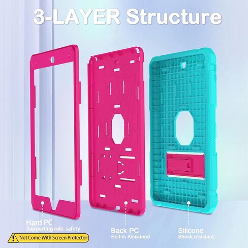 AVAWO Case for iPad 9th/8th/7th Generation(10.2 inch, 2021/2020/2019), Heavy Duty Military Grade Shockproof Protective Cover with Built-in Stand/Pencil Holder for i Pad 9/8/7 Gen, Light Purple+ Pink in Kuwait