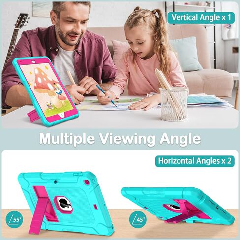 AVAWO Case for iPad 9th/8th/7th Generation(10.2 inch, 2021/2020/2019), Heavy Duty Military Grade Shockproof Protective Cover with Built-in Stand/Pencil Holder for i Pad 9/8/7 Gen, Light Purple+ Pink in Kuwait