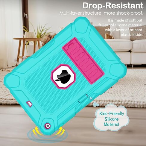 AVAWO Case for iPad 9th/8th/7th Generation(10.2 inch, 2021/2020/2019), Heavy Duty Military Grade Shockproof Protective Cover with Built-in Stand/Pencil Holder for i Pad 9/8/7 Gen, Light Purple+ Pink in Kuwait