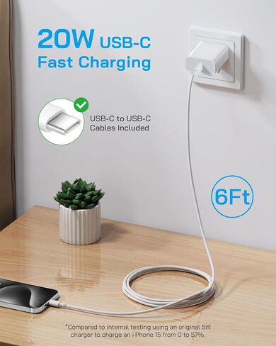 3 حزم لشاحن i Phone 15 شحن سريع، كابل شاحن USB C i Phone 15 بقدرة 20 وات 6FT متوافق مع الهاتف 15/15 Plus/15 Pro/15 Pro Max، Pad Pro 12.9 بوصة/11 بوصة، iPad Air 5th/4th 10.9 بوصة- لون القرنفل in Saudi Arabia