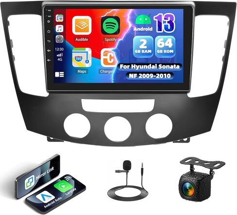[2G 64G] راديو ستيريو للسيارة Android 13 لسيارة Hyundai Sonata NF 2009 2010 لاسلكي Apple Carplay&Android Auto GPS Navigation، شاشة لمس 9 بوصة بلوتوث هاي فاي صوت/وصلة مرآة/WiFi/SWC/USB+كاميرا احتياطية وميكروفون in Saudi Arabia