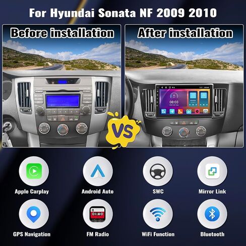 [2G 64G] راديو ستيريو للسيارة Android 13 لسيارة Hyundai Sonata NF 2009 2010 لاسلكي Apple Carplay&Android Auto GPS Navigation، شاشة لمس 9 بوصة بلوتوث هاي فاي صوت/وصلة مرآة/WiFi/SWC/USB+كاميرا احتياطية وميكروفون in Saudi Arabia