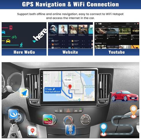 [2G 64G] راديو ستيريو للسيارة Android 13 لسيارة Hyundai Sonata NF 2009 2010 لاسلكي Apple Carplay&Android Auto GPS Navigation، شاشة لمس 9 بوصة بلوتوث هاي فاي صوت/وصلة مرآة/WiFi/SWC/USB+كاميرا احتياطية وميكروفون in Saudi Arabia
