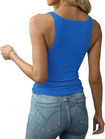Artfish Women's Spaghetti Strap Slabbed Tank Top Forted Racerback Scoop Neck Basic Cami Stirts in Kuwait