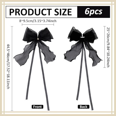 FINGERINSPIRE 6 pcs Bow Lace Curtain Tiebacks with Pin Black Bowknot Curtain Ties with PVC Imitation Pearl Elegant Lace Ribbon Bow Straps Drapery Holdbacks Tie Rope Home Decoration in Saudi Arabia