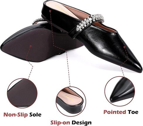 Trakxy Women's Buckle Pointed Toe Backless Mule Ballet Flats Inner Height Increase Comfortable Flat Dress Shoes Casual Work Parties Shopping in Kuwait