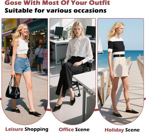 Trakxy Women's Buckle Pointed Toe Backless Mule Ballet Flats Inner Height Increase Comfortable Flat Dress Shoes Casual Work Parties Shopping in Kuwait