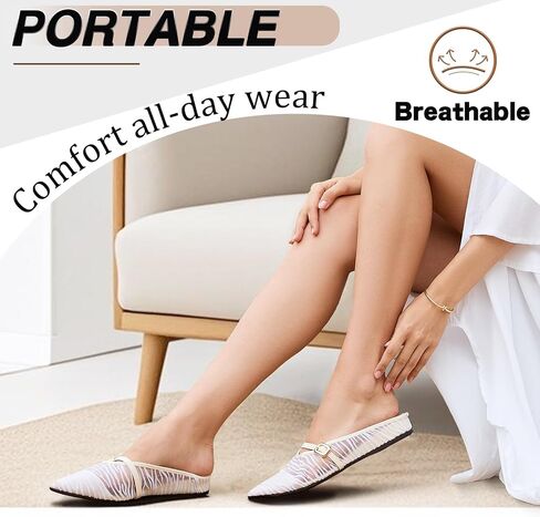 Trakxy Women's Buckle Pointed Toe Backless Mule Ballet Flats Inner Height Increase Comfortable Flat Dress Shoes Casual Work Parties Shopping in Kuwait