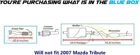 Northeastern Exhaust | Stainless Steel Front Flex Pipe Resonator Muffler Exhaust System Compatible with Mazda Tribute 2005-2006-2008 2.3L Ford Escape 2005-2008 2.3L | Free Gasket and Clamp Included in Saudi Arabia