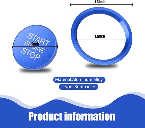 2 PCS Car Ignition Switch Ring Cover, Alloy One-Touch Start Button Decorative Ring Cover, Self-Adhesive Modification Accessories, Compatible with Audi A4L, A5, A6L, Q3, Q5, Q7, A7, A8 (Red) in Saudi Arabia
