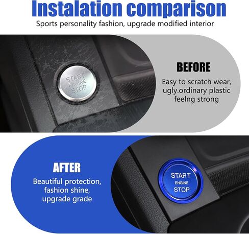 2 PCS Car Ignition Switch Ring Cover, Alloy One-Touch Start Button Decorative Ring Cover, Self-Adhesive Modification Accessories, Compatible with Audi A4L, A5, A6L, Q3, Q5, Q7, A7, A8 (Red) in Saudi Arabia