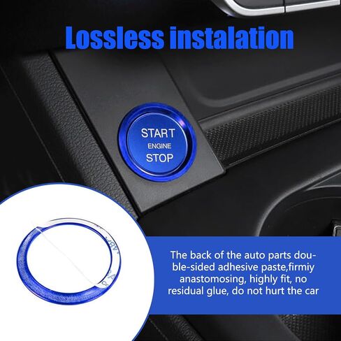 2 PCS Car Ignition Switch Ring Cover, Alloy One-Touch Start Button Decorative Ring Cover, Self-Adhesive Modification Accessories, Compatible with Audi A4L, A5, A6L, Q3, Q5, Q7, A7, A8 (Red) in Saudi Arabia
