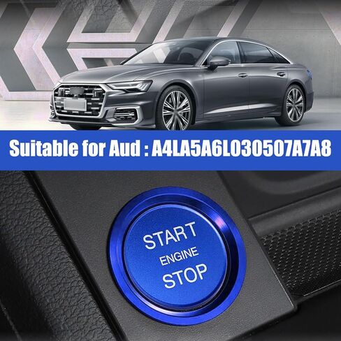 2 PCS Car Ignition Switch Ring Cover, Alloy One-Touch Start Button Decorative Ring Cover, Self-Adhesive Modification Accessories, Compatible with Audi A4L, A5, A6L, Q3, Q5, Q7, A7, A8 (Red) in Saudi Arabia