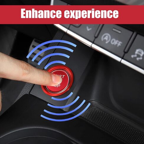 2 PCS Car Ignition Switch Ring Cover, Alloy One-Touch Start Button Decorative Ring Cover, Self-Adhesive Modification Accessories, Compatible with Audi A4L, A5, A6L, Q3, Q5, Q7, A7, A8 (Red) in Saudi Arabia