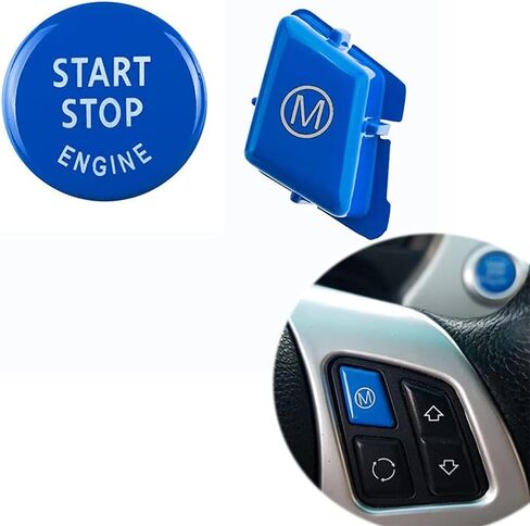Car Steering Wheel M Start Stop Engine Button Switch for BMW 3 Series E90 E92 E93 M3 2007-2013/1 Series E81 E82 E87 E88 2006-2011/X1 E84 2008-2015 (Blue) in Kuwait