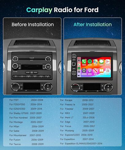 راديو ستيريو للسيارة 2G 64G لسيارة Ford F150 F250 F350 Fusion Taurus Edge Explorer مع شاشة لمس 7 بوصة 1080P مع لوحة ترخيص وكاميرا احتياطية لاسلكية Carplay Android Auto Bluetooth WiFi EQ GPS FM SWC in Saudi Arabia