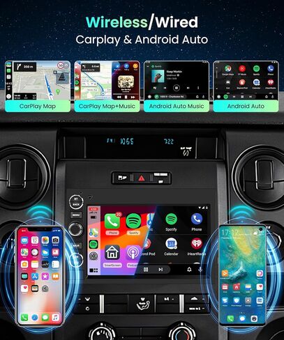 راديو ستيريو للسيارة 2G 64G لسيارة Ford F150 F250 F350 Fusion Taurus Edge Explorer مع شاشة لمس 7 بوصة 1080P مع لوحة ترخيص وكاميرا احتياطية لاسلكية Carplay Android Auto Bluetooth WiFi EQ GPS FM SWC in Saudi Arabia