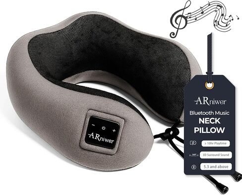Bluetooth Music Semicircular Neck Pillow Wireless Bluetooth Speaker Suitable Airplane,Bus,Train,Car,Office,and Outdoor Camping for Sleeping, Resting The Best Travel Essentials. (Black) in Kuwait