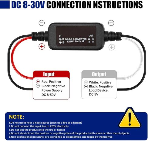DC 12V/24V to 6V Voltage Converter DC 8-30V to 6V 2.5A/3A 18W Max Buck Converter Module Step-Down Converter Voltage Transformer Power Supply Adapter for Car Auto Vehicle Motor LED Lighting & More in Kuwait