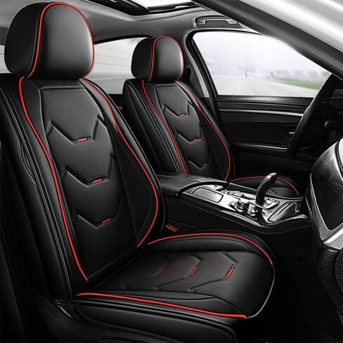 otoez Leather Car Seat Covers 5 Seats Full Set Fit Sedan SUV Truck Vans Leatherette Automotive Seat, Blue & Black in Kuwait