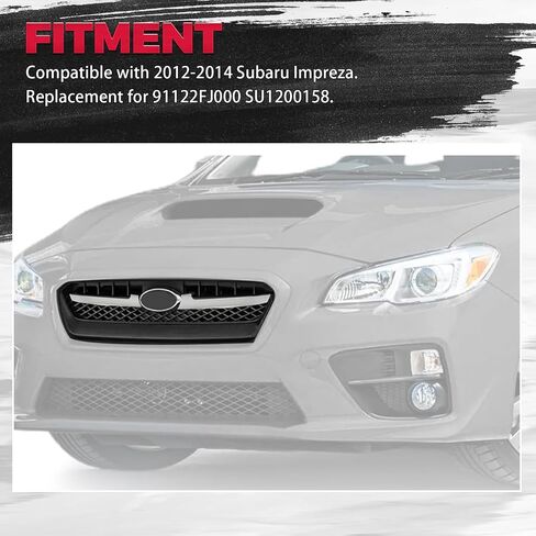 HECASA Front Grill Compatible with 2012 2013 2014 Subaru Impreza 91122FJ000 SU1200158 Bumper Grille Assembly Black+Silvery in Saudi Arabia