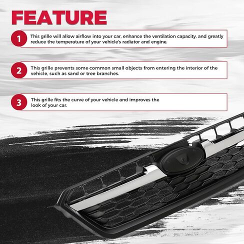 HECASA Front Grill Compatible with 2012 2013 2014 Subaru Impreza 91122FJ000 SU1200158 Bumper Grille Assembly Black+Silvery in Saudi Arabia