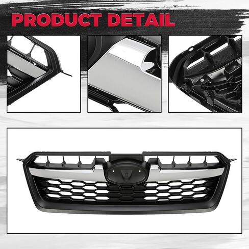 HECASA Front Grill Compatible with 2012 2013 2014 Subaru Impreza 91122FJ000 SU1200158 Bumper Grille Assembly Black+Silvery in Saudi Arabia