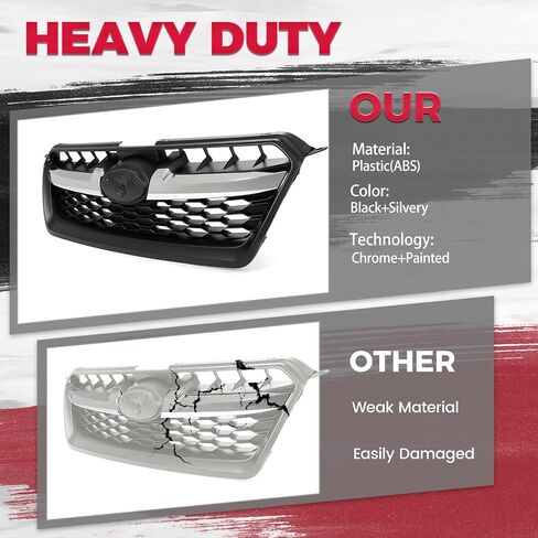 HECASA Front Grill Compatible with 2012 2013 2014 Subaru Impreza 91122FJ000 SU1200158 Bumper Grille Assembly Black+Silvery in Saudi Arabia