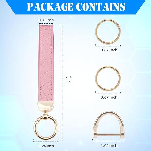 QBUC Leather Wristlet Keychain, Wrist Car Key Chain, with 2 Key Rings ＆ Anti-Lost D Ring, Key Fob Wristband for Women in Saudi Arabia