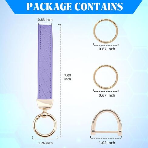 QBUC Leather Wristlet Keychain, Wrist Car Key Chain, with 2 Key Rings ＆ Anti-Lost D Ring, Key Fob Wristband for Women in Saudi Arabia