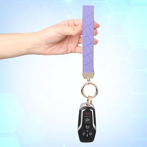 QBUC Leather Wristlet Keychain, Wrist Car Key Chain, with 2 Key Rings ＆ Anti-Lost D Ring, Key Fob Wristband for Women in Saudi Arabia