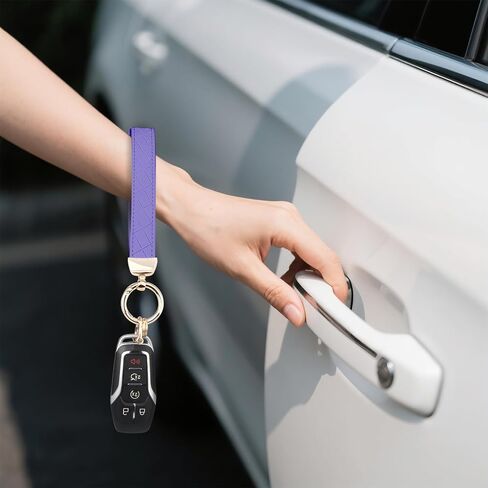QBUC Leather Wristlet Keychain, Wrist Car Key Chain, with 2 Key Rings ＆ Anti-Lost D Ring, Key Fob Wristband for Women in Saudi Arabia
