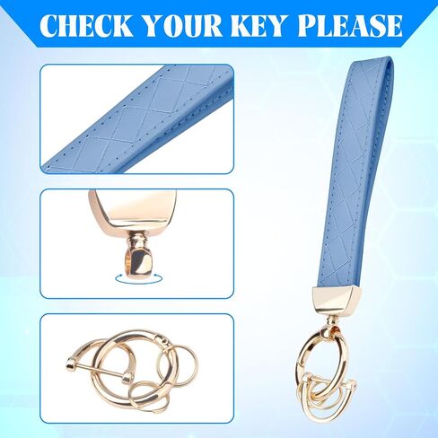 QBUC Leather Wristlet Keychain, Wrist Car Key Chain, with 2 Key Rings ＆ Anti-Lost D Ring, Key Fob Wristband for Women in Saudi Arabia