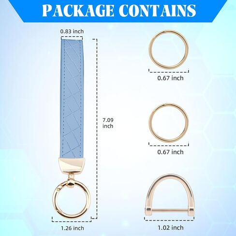 QBUC Leather Wristlet Keychain, Wrist Car Key Chain, with 2 Key Rings ＆ Anti-Lost D Ring, Key Fob Wristband for Women in Saudi Arabia