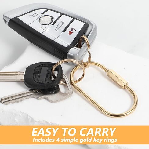 16 Pcs Locking Carabinern, Brass Key Ring, Screw Lock Keychain, Gold Key Ring with Locking Clips, Universal for Men and Women 2 Shape in Saudi Arabia